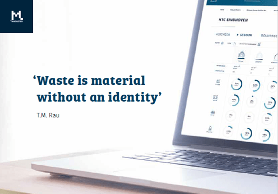 stock image of laptop; text: waste is material without an identity