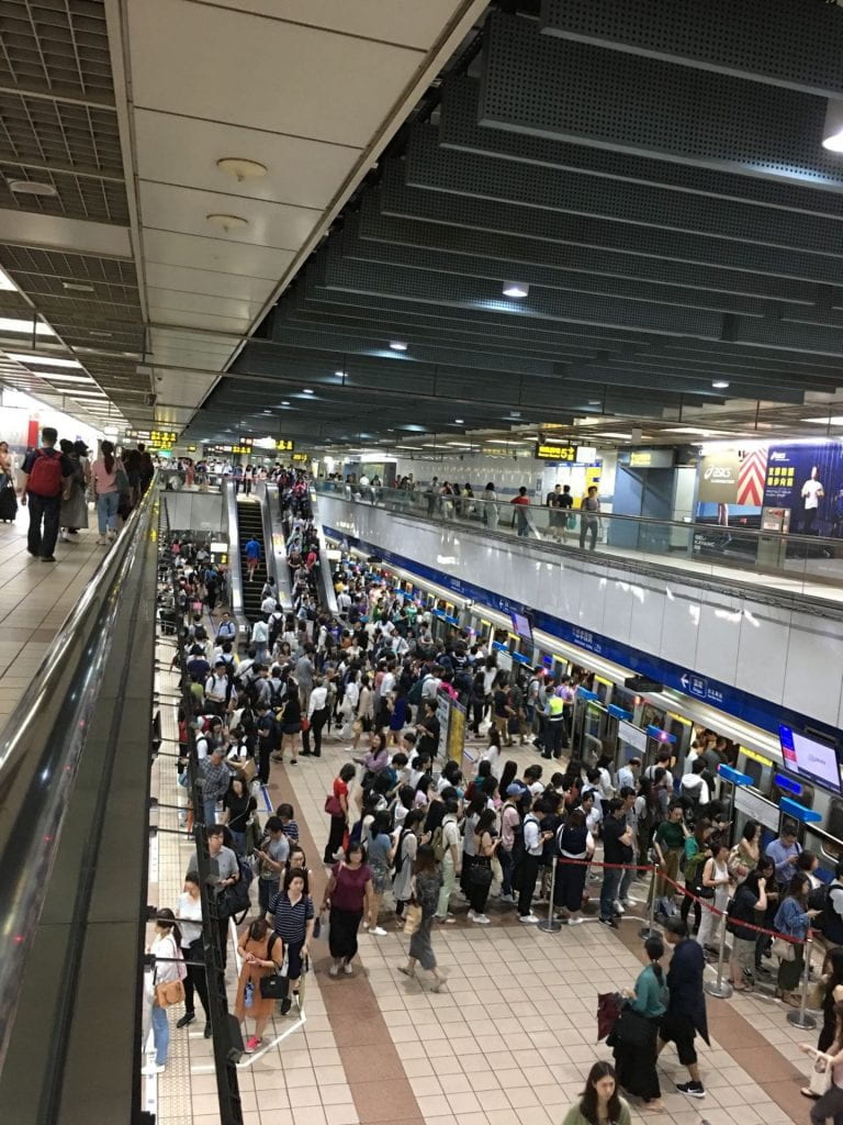 Crowded Taiwanese metro station
